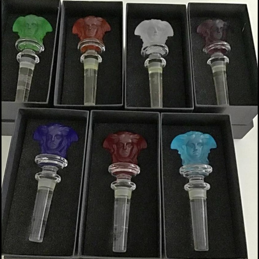 Versace - MEDUSA HEAD CRYSTAL DECANTER STOPPERS.